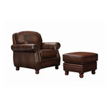 Montbrook Traditional Nailheads Ottoman Hand Rubbed Brown