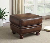 Montbrook Traditional Nailheads Ottoman Hand Rubbed Brown