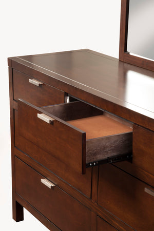 Alpine Furniture Carmel 7 Drawer Dresser, Cappuccino JR-03 Cappuccino Select Solids and Veneer 63 x 18 x 34