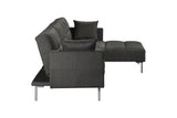 Duzzy Contemporary Adjustable Sectional Sofa with 2 Pillows Dark Gray Fabric(#QF1005-39) 50485-ACME