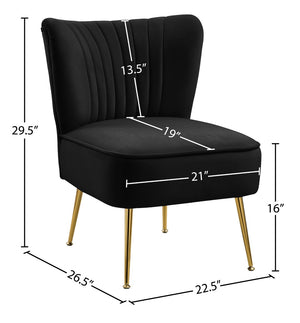 Tess Velvet / Engineered Wood / Steel Contemporary Black Velvet Accent Chair - 22.5" W x 26.5" D x 29.5" H