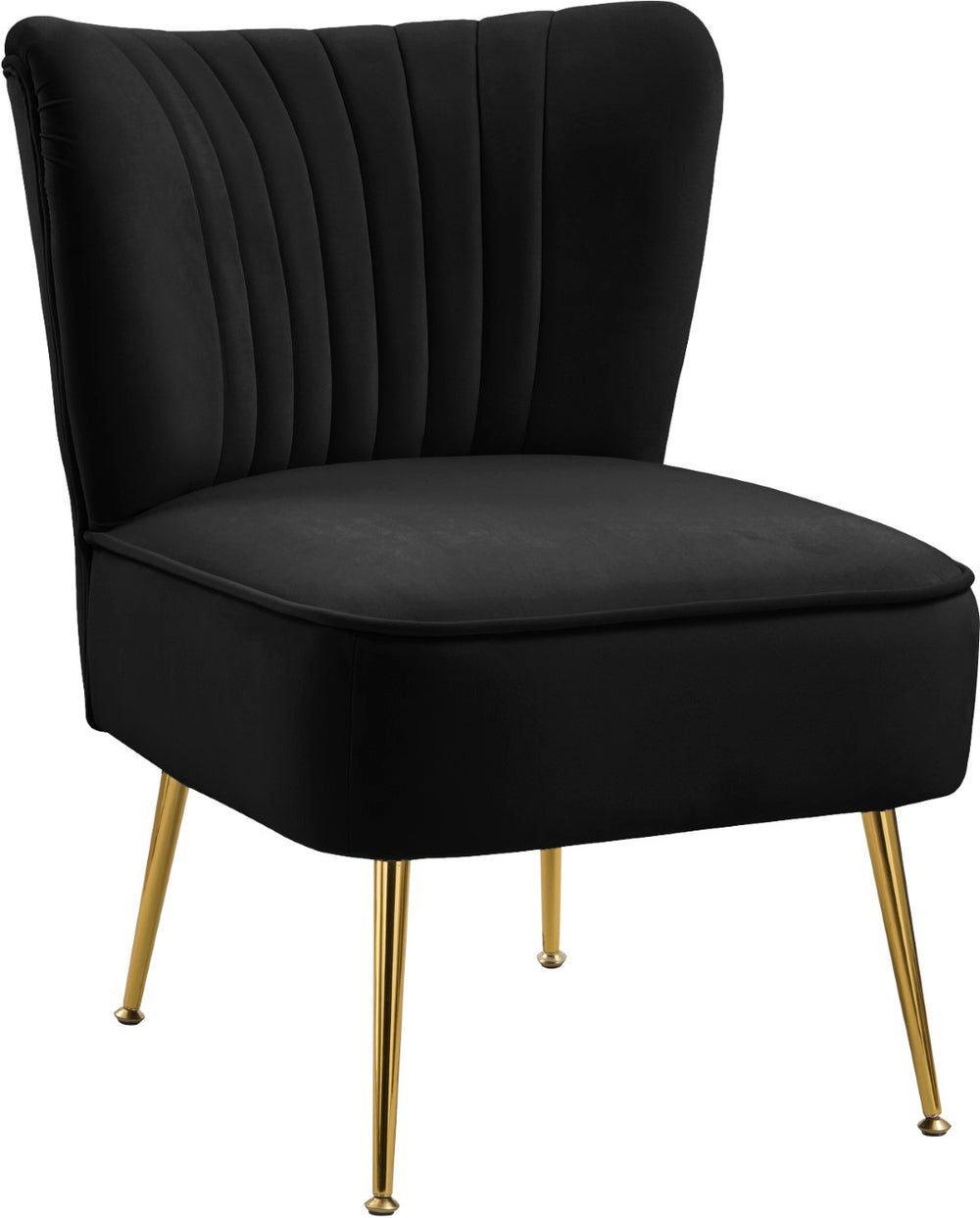 Tess Velvet / Engineered Wood / Steel Contemporary Black Velvet Accent Chair - 22.5" W x 26.5" D x 29.5" H