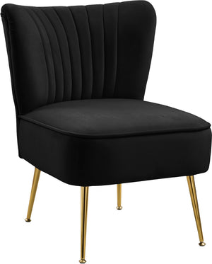 Tess Velvet / Engineered Wood / Steel Contemporary Black Velvet Accent Chair - 22.5" W x 26.5" D x 29.5" H