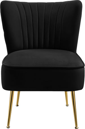 Tess Velvet / Engineered Wood / Steel Contemporary Black Velvet Accent Chair - 22.5" W x 26.5" D x 29.5" H