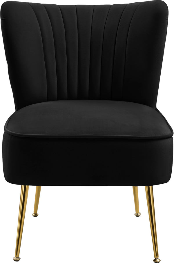 Tess Velvet / Engineered Wood / Steel Contemporary Black Velvet Accent Chair - 22.5" W x 26.5" D x 29.5" H