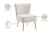 Tess Velvet / Engineered Wood / Steel Contemporary Cream Velvet Accent Chair - 22.5" W x 26.5" D x 29.5" H
