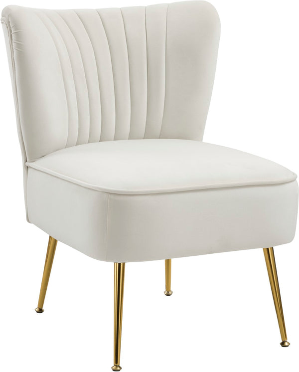 Tess Velvet / Engineered Wood / Steel Contemporary Cream Velvet Accent Chair - 22.5" W x 26.5" D x 29.5" H