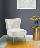 Tess Velvet / Engineered Wood / Steel Contemporary Cream Velvet Accent Chair - 22.5" W x 26.5" D x 29.5" H