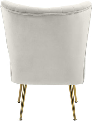 Tess Velvet / Engineered Wood / Steel Contemporary Cream Velvet Accent Chair - 22.5" W x 26.5" D x 29.5" H