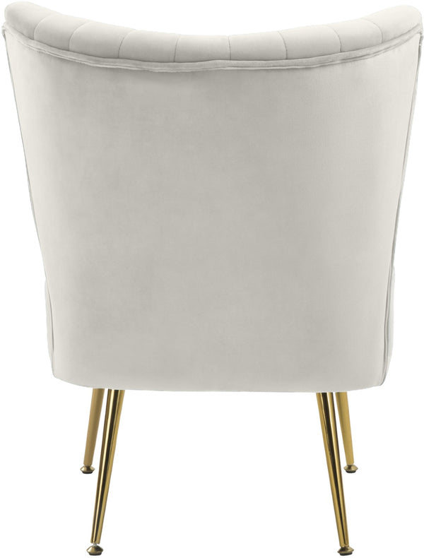 Tess Velvet / Engineered Wood / Steel Contemporary Cream Velvet Accent Chair - 22.5" W x 26.5" D x 29.5" H