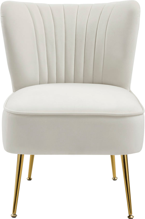 Tess Velvet / Engineered Wood / Steel Contemporary Cream Velvet Accent Chair - 22.5" W x 26.5" D x 29.5" H
