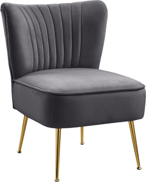 Tess Velvet / Engineered Wood / Steel Contemporary Grey Velvet Accent Chair - 22.5" W x 26.5" D x 29.5" H