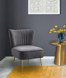 Tess Velvet / Engineered Wood / Steel Contemporary Grey Velvet Accent Chair - 22.5" W x 26.5" D x 29.5" H