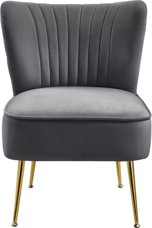 Tess Velvet / Engineered Wood / Steel Contemporary Grey Velvet Accent Chair - 22.5" W x 26.5" D x 29.5" H