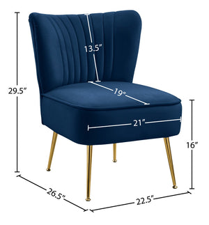 Tess Velvet / Engineered Wood / Steel Contemporary Navy Velvet Accent Chair - 22.5" W x 26.5" D x 29.5" H