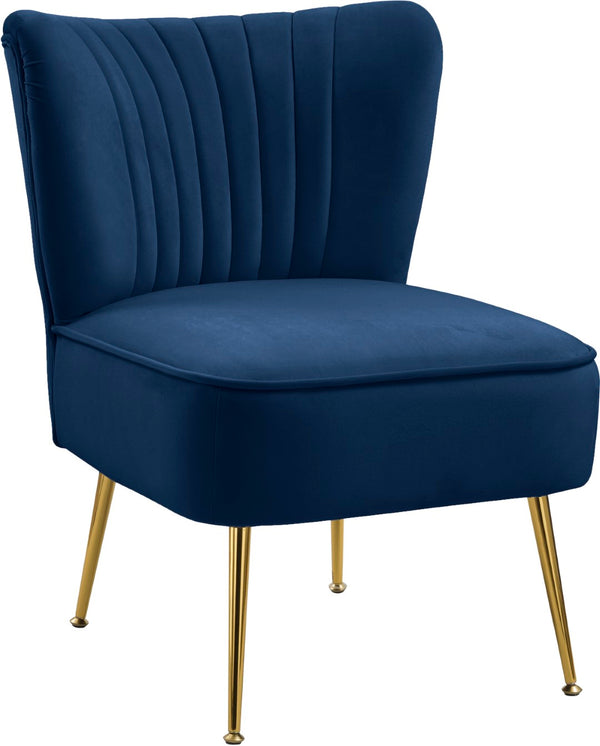 Tess Velvet / Engineered Wood / Steel Contemporary Navy Velvet Accent Chair - 22.5" W x 26.5" D x 29.5" H