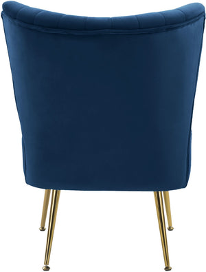 Tess Velvet / Engineered Wood / Steel Contemporary Navy Velvet Accent Chair - 22.5" W x 26.5" D x 29.5" H