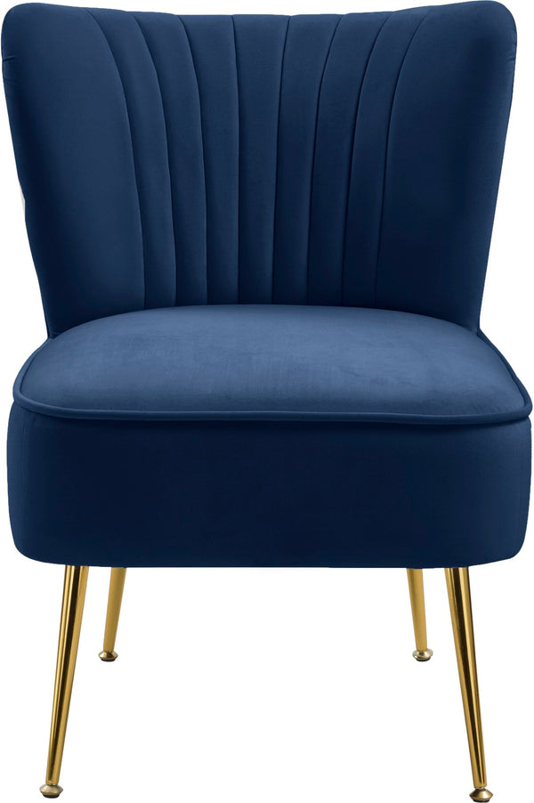 Tess Velvet / Engineered Wood / Steel Contemporary Navy Velvet Accent Chair - 22.5" W x 26.5" D x 29.5" H