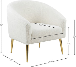 Barlow Faux Sheepskin Fur / Engineered Wood / Foam Contemporary White Faux Sheepskin Fur Accent Chair - 30.5" W x 28" D x 31" H