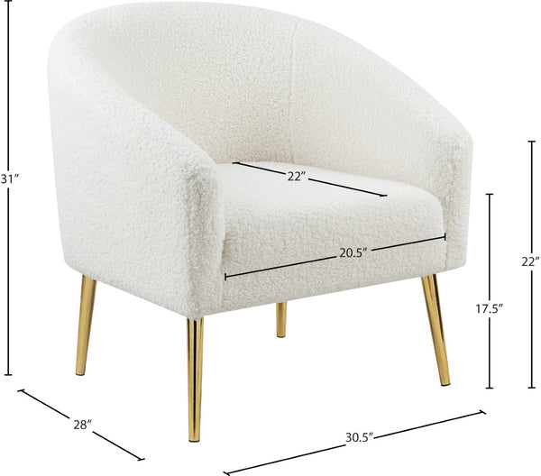 Barlow Faux Sheepskin Fur / Engineered Wood / Foam Contemporary White Faux Sheepskin Fur Accent Chair - 30.5" W x 28" D x 31" H