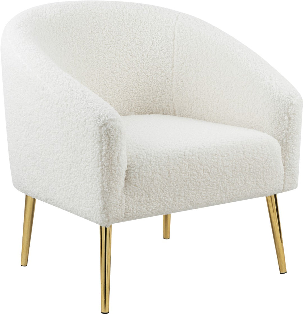 Barlow Faux Sheepskin Fur / Engineered Wood / Foam Contemporary White Faux Sheepskin Fur Accent Chair - 30.5" W x 28" D x 31" H