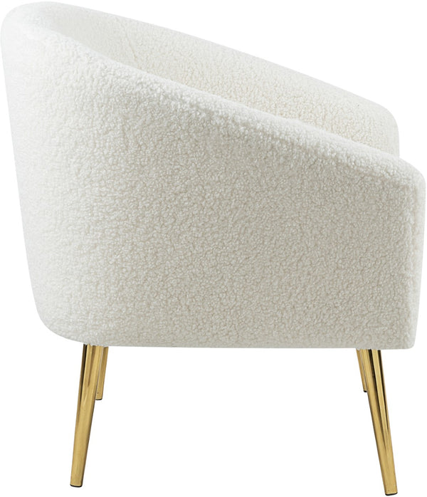 Barlow Faux Sheepskin Fur / Engineered Wood / Foam Contemporary White Faux Sheepskin Fur Accent Chair - 30.5" W x 28" D x 31" H