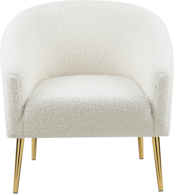 Barlow Faux Sheepskin Fur / Engineered Wood / Foam Contemporary White Faux Sheepskin Fur Accent Chair - 30.5" W x 28" D x 31" H