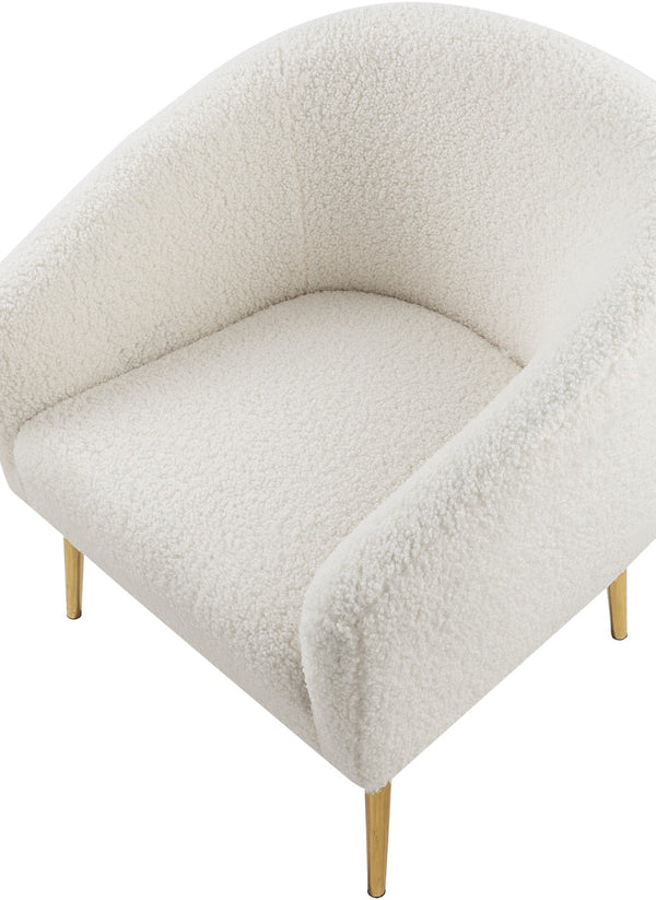Barlow Faux Sheepskin Fur / Engineered Wood / Foam Contemporary White Faux Sheepskin Fur Accent Chair - 30.5" W x 28" D x 31" H
