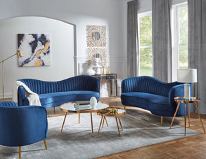 Sophia Modern Upholstered Vertical Channel Tufted Chair Blue