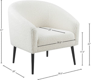 Barlow Faux Sheepskin Fur / Metal / Engineered Wood Contemporary White Faux Sheepskin Fur Accent Chair - 30.5" W x 28" D x 31" H