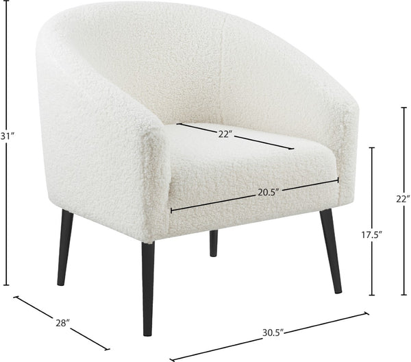 Barlow Faux Sheepskin Fur / Metal / Engineered Wood Contemporary White Faux Sheepskin Fur Accent Chair - 30.5" W x 28" D x 31" H