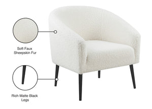 Barlow Faux Sheepskin Fur / Metal / Engineered Wood Contemporary White Faux Sheepskin Fur Accent Chair - 30.5" W x 28" D x 31" H