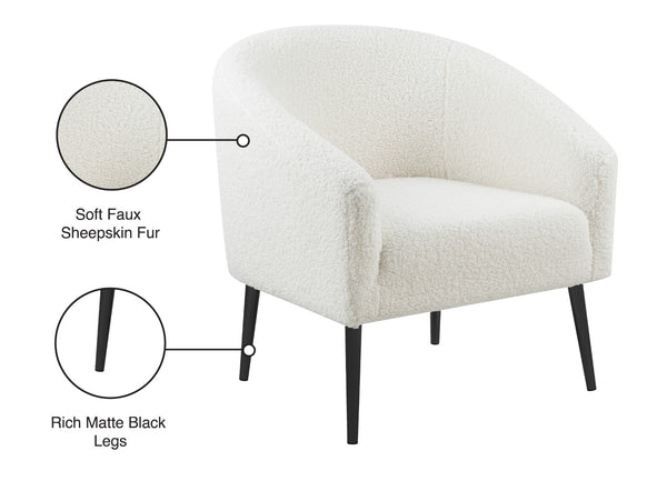 Barlow Faux Sheepskin Fur / Metal / Engineered Wood Contemporary White Faux Sheepskin Fur Accent Chair - 30.5" W x 28" D x 31" H