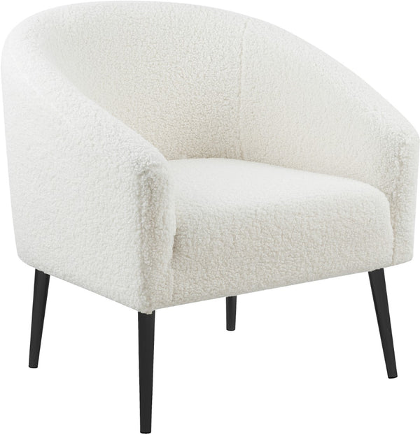 Barlow Faux Sheepskin Fur / Metal / Engineered Wood Contemporary White Faux Sheepskin Fur Accent Chair - 30.5" W x 28" D x 31" H