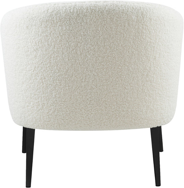 Barlow Faux Sheepskin Fur / Metal / Engineered Wood Contemporary White Faux Sheepskin Fur Accent Chair - 30.5" W x 28" D x 31" H