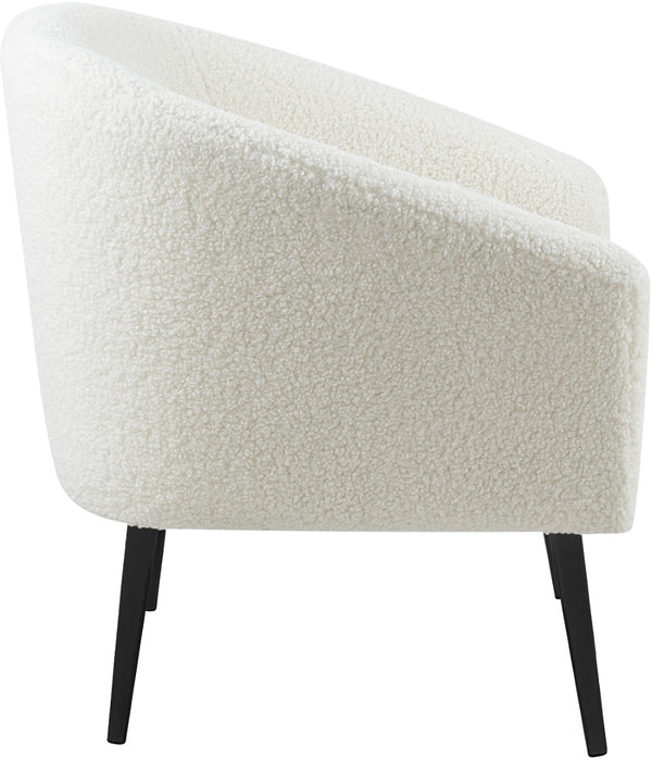 Barlow Faux Sheepskin Fur / Metal / Engineered Wood Contemporary White Faux Sheepskin Fur Accent Chair - 30.5" W x 28" D x 31" H
