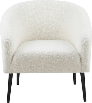 Barlow Faux Sheepskin Fur / Metal / Engineered Wood Contemporary White Faux Sheepskin Fur Accent Chair - 30.5" W x 28" D x 31" H