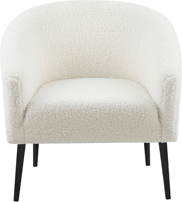 Barlow Faux Sheepskin Fur / Metal / Engineered Wood Contemporary White Faux Sheepskin Fur Accent Chair - 30.5" W x 28" D x 31" H