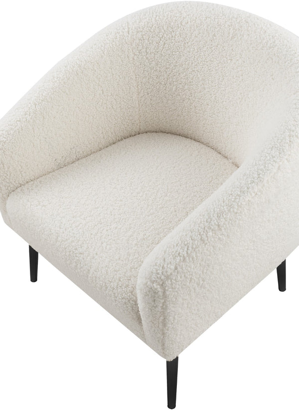 Barlow Faux Sheepskin Fur / Metal / Engineered Wood Contemporary White Faux Sheepskin Fur Accent Chair - 30.5" W x 28" D x 31" H