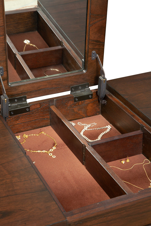 Alpine Furniture Gramcery Bedroom Vanity 1978-19 Walnut Mahogany Solids & Veneer 36 x 22 x 30