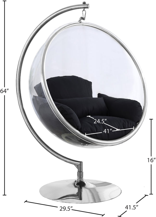 Luna Fabric  / Acrylic / Stainless Steel / Foam Contemporary Black Durable Fabric Acrylic Swing Chair - 41.5" W x 29.5" D x 64" H