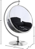 Luna Fabric  / Acrylic / Stainless Steel / Foam Contemporary Black Durable Fabric Acrylic Swing Chair - 41.5" W x 29.5" D x 64" H