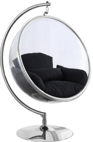 Luna Fabric  / Acrylic / Stainless Steel / Foam Contemporary Black Durable Fabric Acrylic Swing Chair - 41.5" W x 29.5" D x 64" H