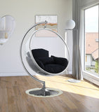 Luna Fabric  / Acrylic / Stainless Steel / Foam Contemporary Black Durable Fabric Acrylic Swing Chair - 41.5" W x 29.5" D x 64" H