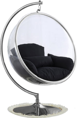 Luna Fabric  / Acrylic / Stainless Steel / Foam Contemporary Black Durable Fabric Acrylic Swing Chair - 41.5" W x 29.5" D x 64" H