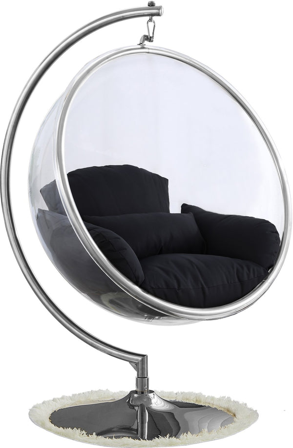 Luna Fabric  / Acrylic / Stainless Steel / Foam Contemporary Black Durable Fabric Acrylic Swing Chair - 41.5" W x 29.5" D x 64" H