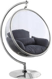 Luna Fabric  / Acrylic / Stainless Steel / Foam Contemporary Grey Durable Fabric Acrylic Swing Chair - 41.5" W x 29.5" D x 64" H