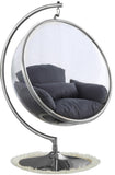 Luna Fabric  / Acrylic / Stainless Steel / Foam Contemporary Grey Durable Fabric Acrylic Swing Chair - 41.5" W x 29.5" D x 64" H