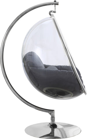 Luna Fabric  / Acrylic / Stainless Steel / Foam Contemporary Grey Durable Fabric Acrylic Swing Chair - 41.5" W x 29.5" D x 64" H