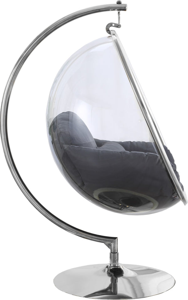 Luna Fabric  / Acrylic / Stainless Steel / Foam Contemporary Grey Durable Fabric Acrylic Swing Chair - 41.5" W x 29.5" D x 64" H